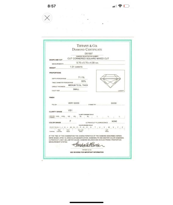 Authentic Tiffany diamond ring GIA certified with original paperwork.