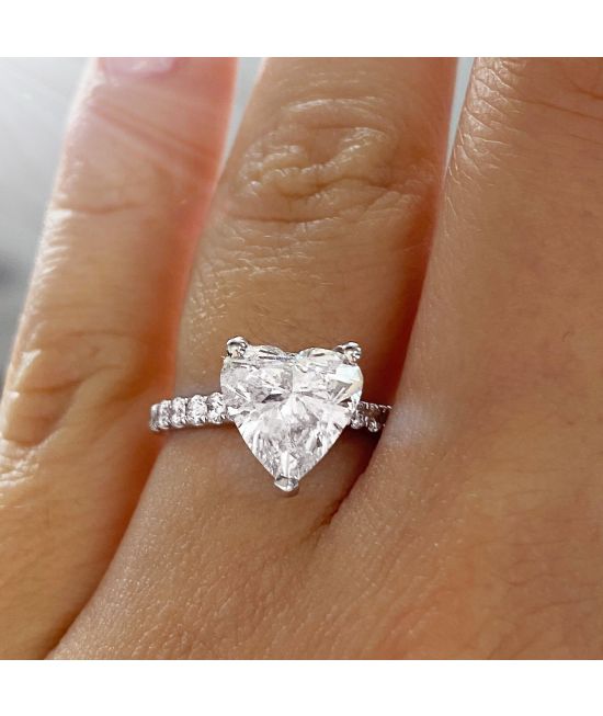 Plat/18K Heart Shaped Diamond Halo Engagement Ring Heart Diamond Halo Ring,  1.02ct Center - Diamond Brokers & Jewelry of Los Altos