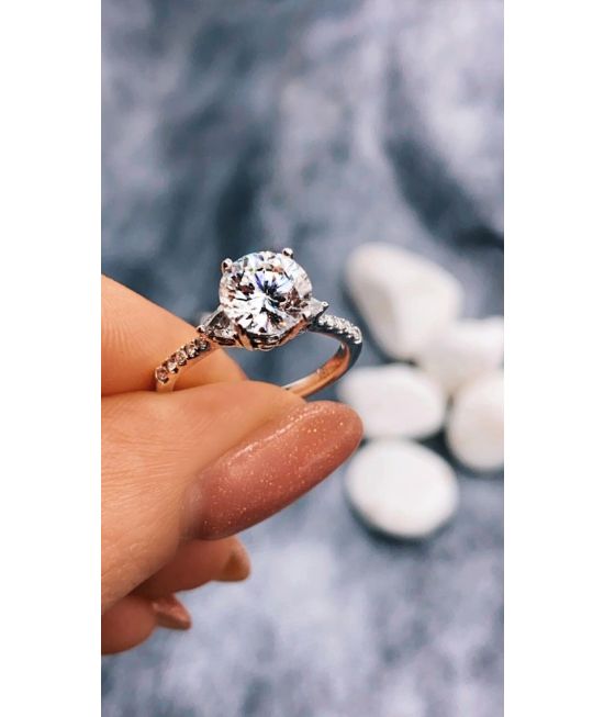1.5 Carat Round Cut Diamond Engagement Ring 14k White Gold – Balacia
