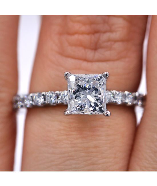 1-1/2 CT. T.W. Princess-Cut Diamond Frame Past Present Future® Engagement  Ring in 14K White Gold | Zales Outlet